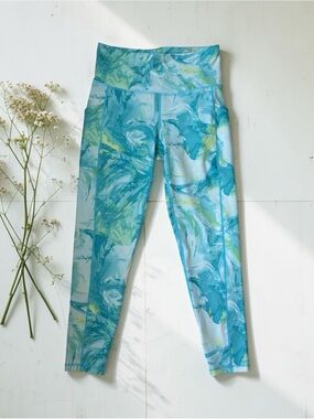Ideology Blue Green Marble Print Leggings